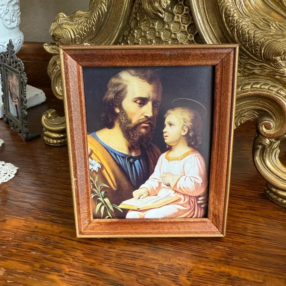 SOLD vintage religious picture in wood frame - Picture 2 of 8